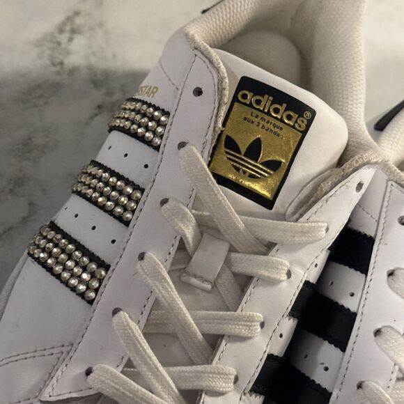 Adidas Superstar Womens Size 7.5 Customized Blinged Out Sneakers C77153 2016 - Picture 3 of 16